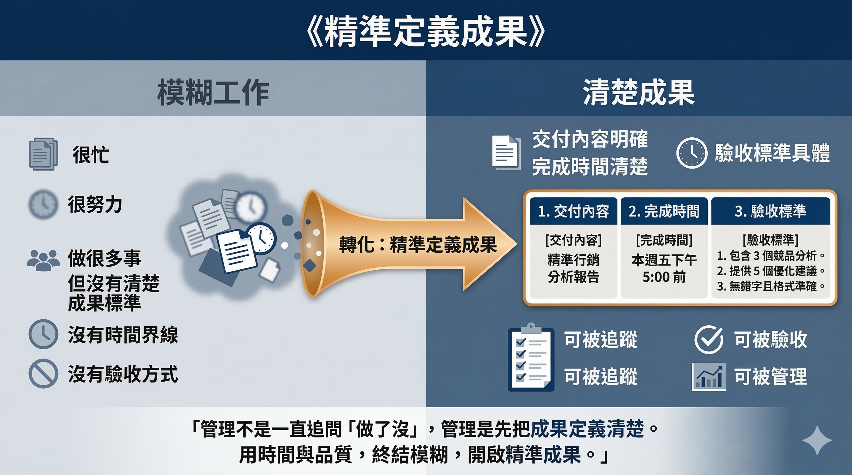 精準定義成果的示意圖